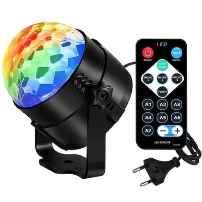 Glob cu lumini, rgb, led, telecomanda, 3 culori, unghi fascicul 120 °, negru